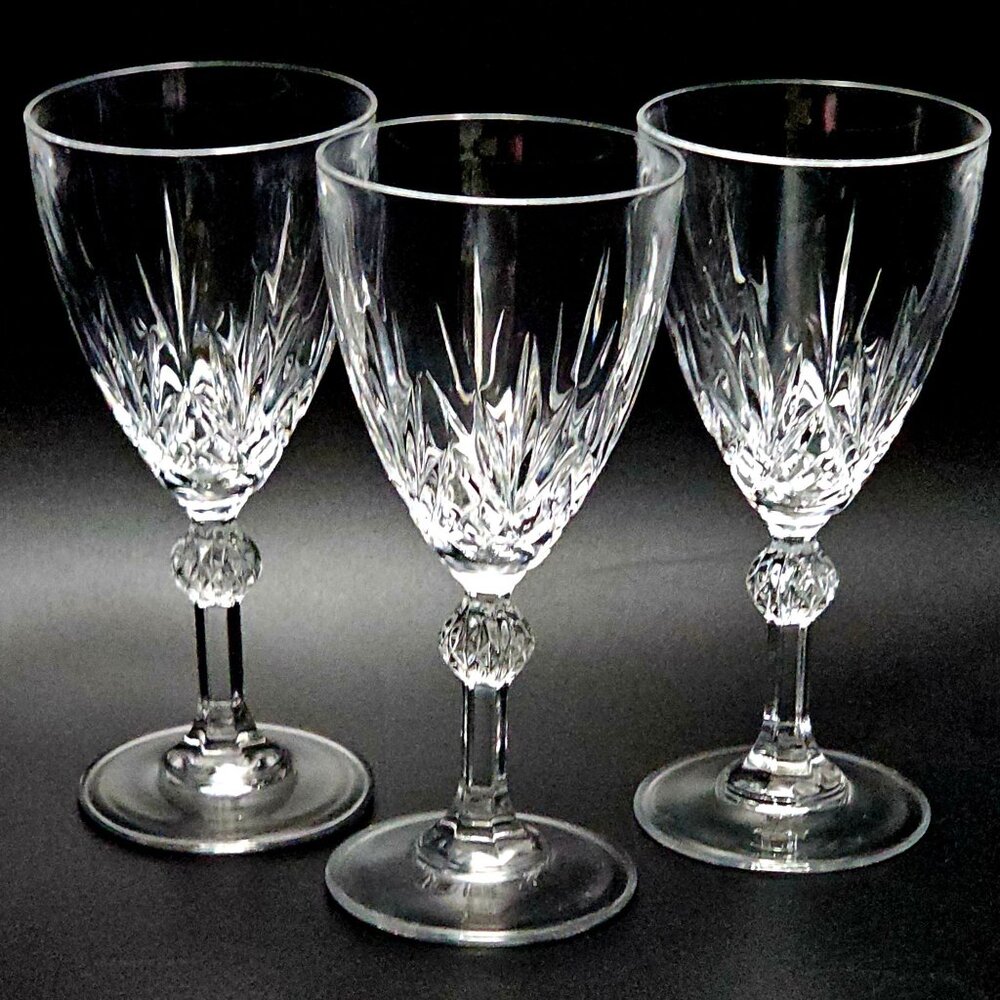 3 RCR Linea Gala Wine Glasses 6.2" Royal Crystal vintage 6oz cut facets